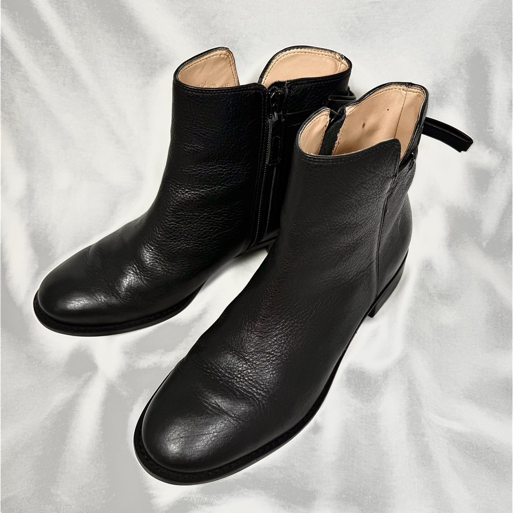 TISH TIE-DETAIL ANKLE BOOTS - PEBBLED LEATHER Size 5.5